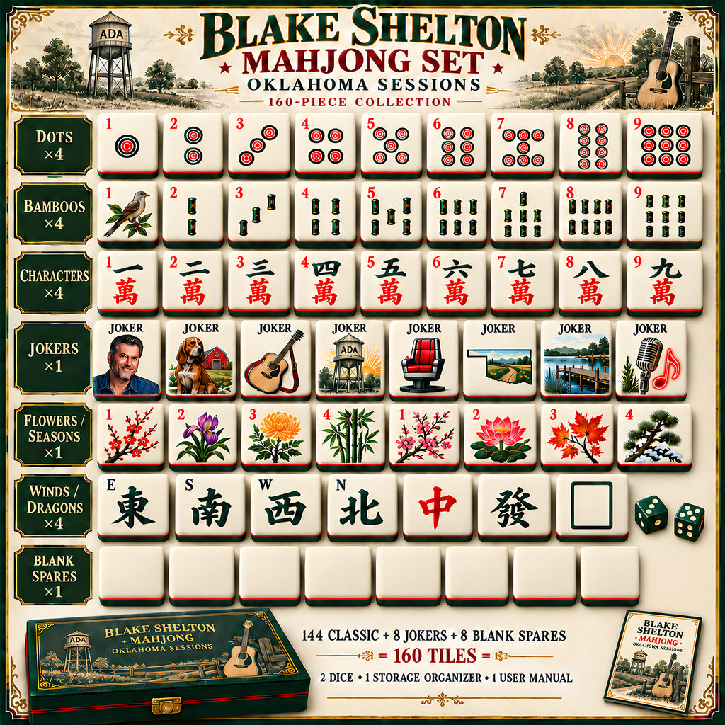Premium BLSH Mahjong Tiles Set PVNA