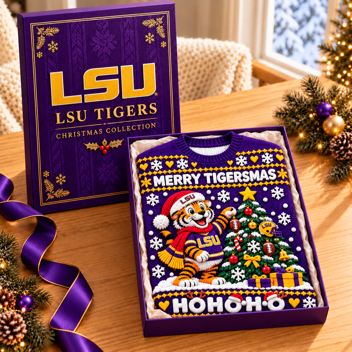 LSU Premium 3D Christmas Sweater TMH