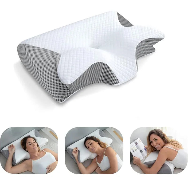 Cervical Butterfly Pillow Memory Foam Sleeping Pillow with Removable Pillowcase&Case Only