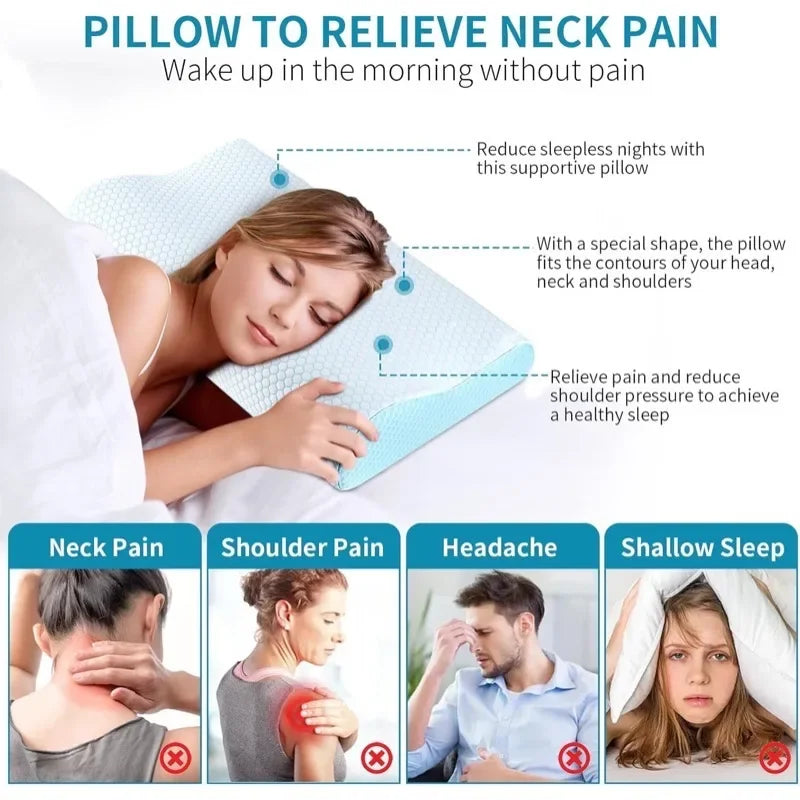 Memory Foam Pillows Neck Pillow for Sleeping Ergonomic Cervical Pillow Orthopedic Contour Pillow for Side Back Stomach Sleeper
