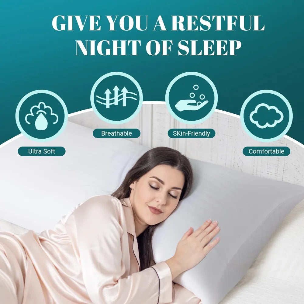 [Fluffy Body Pillow] Fluffy White 1pc Full Body Pillow Insert - Firm Large Body Pillow for Side and Back Sleepers,Sleep Pillow ﻿